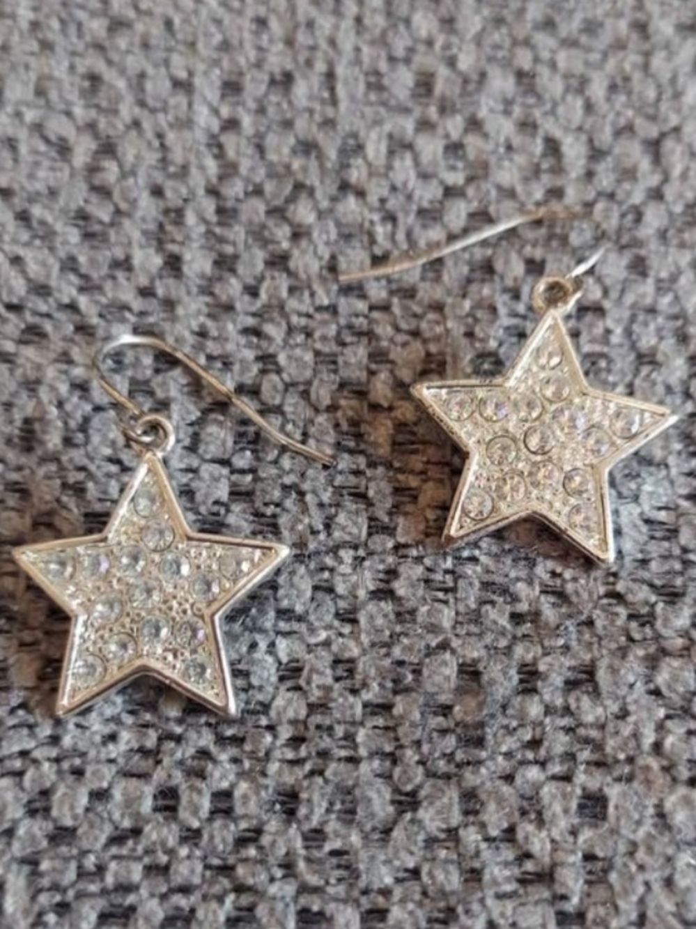 Crystal Star Drop Earrings - Silver Tone